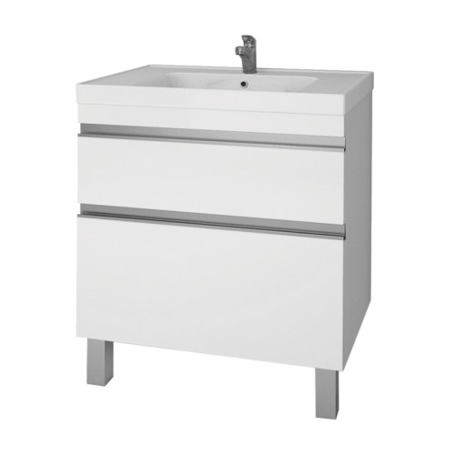 Тумба GRACE PLUS, 70 см, подвесная/напольная, 2 ящика, с опорами, белый глянец