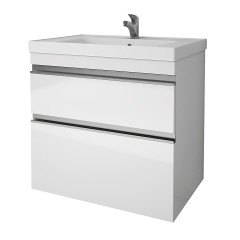 Тумба GRACE PLUS, 70 см, подвесная/напольная, 2 ящика, с опорами, белый глянец