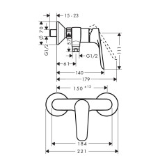Смеситель для душа Hansgrohe Logis E, ВМ, однорычажный, хром (71610000)