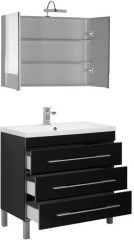 Комплект мебели для ванной Aquanet Верона NEW 90 черный (напольный 3 ящика)