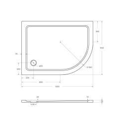 Передняя панель SMC поддона CEZARES TRAY-M-RH-120/90-SCR-R
