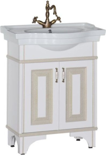 Тумба с раковиной Aquanet Валенса 70 белый краколет/золото