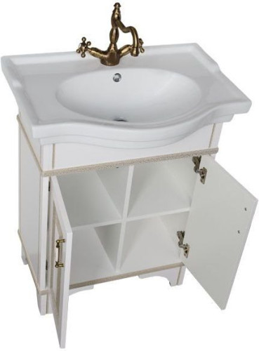 Тумба с раковиной Aquanet Валенса 70 белый краколет/золото