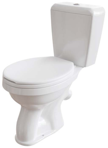 Унитаз-компакт EKOKERAMA CLASSICO 375х630х750 косой выпуск, сиденье полипропилен, белый (0401)