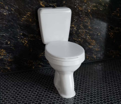 Унитаз-компакт EKOKERAMA CLASSICO 375х630х750 косой выпуск, сиденье полипропилен, белый (0401)