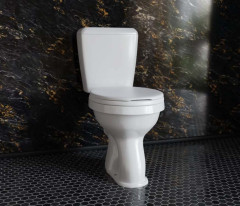 Унитаз-компакт EKOKERAMA CLASSICO 375х630х750 косой выпуск, сиденье полипропилен, белый (0401)