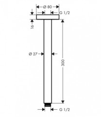 Держатель верхнего душа Hansgrohe потолочный, 300 мм 1/2&quot; (27389000)