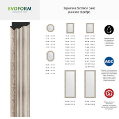 Зеркало настенное Polygon EVOFORM в багетной раме римское серебро, 56х76 см, BY 7165