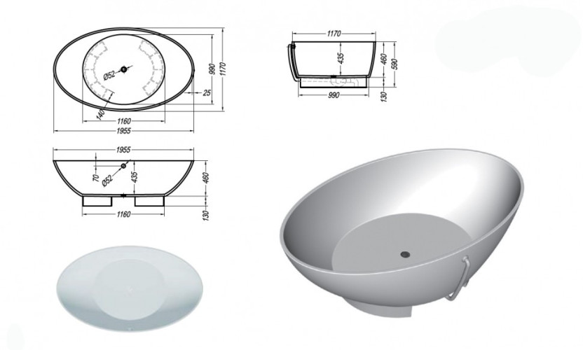 Ванна из искусственного камня Kolpa San Tristan FS 196x117