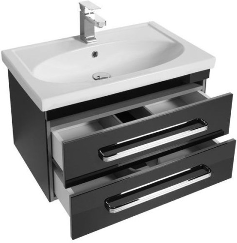 Тумба с раковиной Aquanet Сиена 70 черный (подвесной 2 ящика)