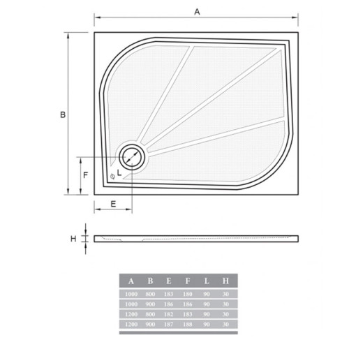 Мраморный поддон Alpen Virtus 1200х800 APS0067