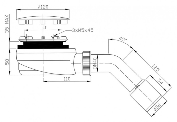 Сифон для душевого поддона Radaway Turboflow D90 R580