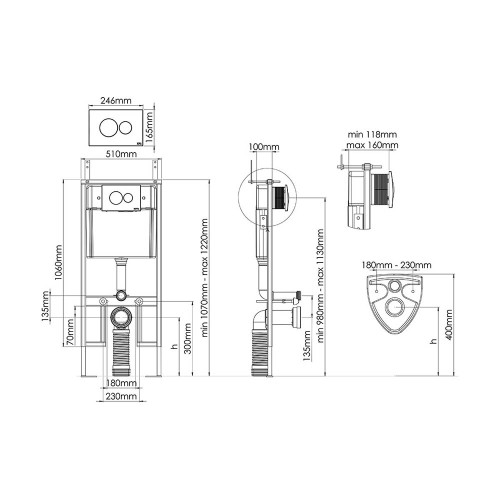 Комплект унитаза Bauedge BK0002DG с инсталляцией Nova NV4501 и кнопкой Nova NV7316