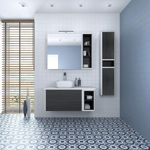 Тумба под раковину AQUATON Брук 80 подвесная с двумя ящиками, дуб темный (1A202001BCDF0)