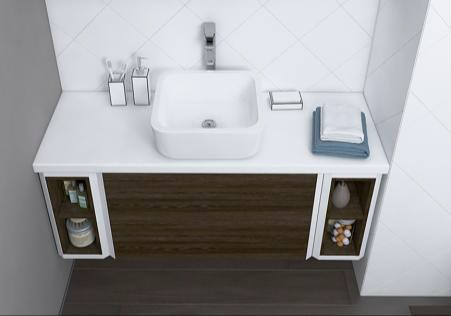 Тумба под раковину AQUATON Брук 80 подвесная с двумя ящиками, дуб темный (1A202001BCDF0)