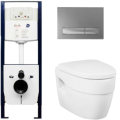 Комплект унитаза AM PM Bliss L C531738SC c инсталляцией I012702 и клавишей I014131