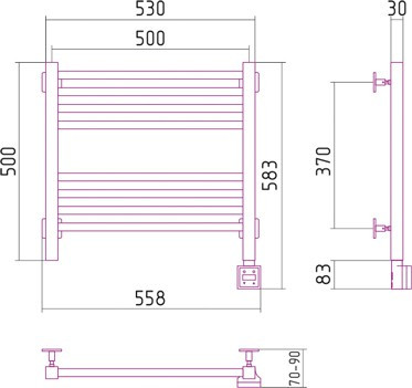 Электрический полотенцесушитель Сунержа Модус 500х500