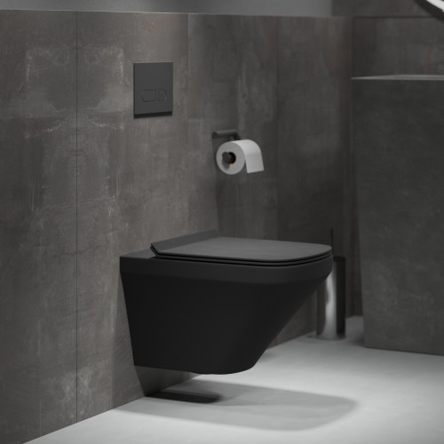 Унитаз Grossman GR-4440BMS (540*370*365) ЧЕРНЫЙ МАТОВЫЙ подвесной БЕЗОБОДКОВЫЙ с тонкой крышкой