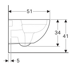 Унитаз ACANTO подвесной, безободковый, 510 мм, белый (500.600.01.2)