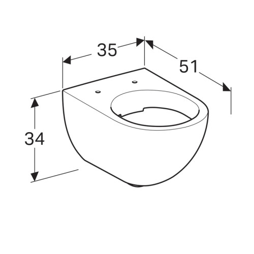 Унитаз ACANTO подвесной, безободковый, 510 мм, белый (500.600.01.2)