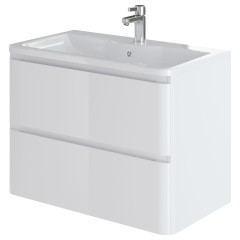 Комплект тумба подвесная Итана Roberto 80 (795х56х06) с раковиной Adel 80, белый глянец (375043)