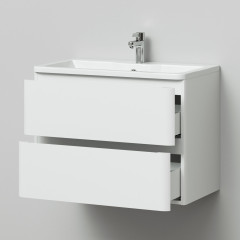 Комплект тумба подвесная Итана Roberto 80 (795х56х06) с раковиной Adel 80, белый глянец (375043)