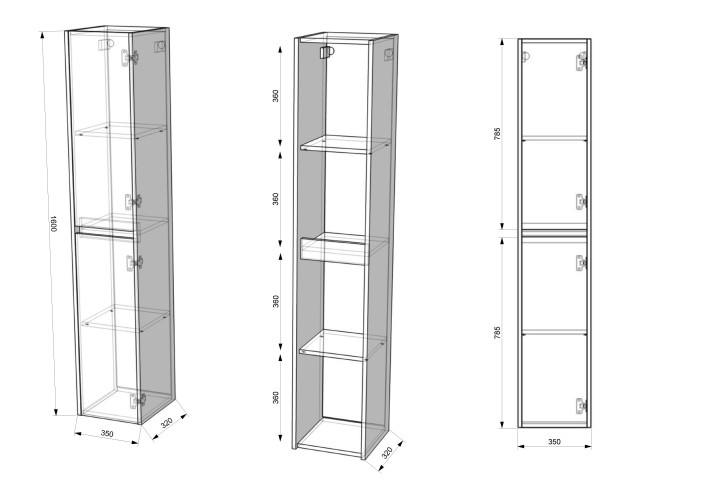 Шкаф-пенал Венеция Star 35 дуб крафт золотой 2 двери