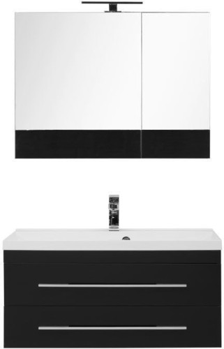 Комплект мебели для ванной Aquanet Верона NEW 90 черный (подвесной 2 ящика)