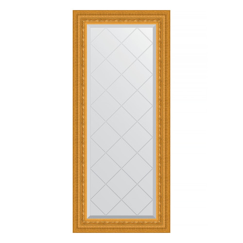 Зеркало настенное с гравировкой EVOFORM в багетной раме сусальное золото, 55х124 см, BY 4052