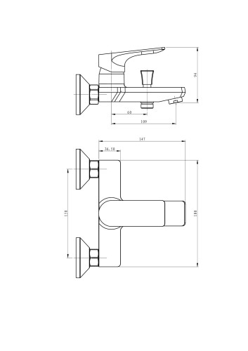 Смеситель для ванны и душа ESKO EIGER (EG 54)