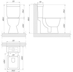 Унитаз-компакт EKOKERAMA DILETTO 370х630х800 гор,изонтальный выпуск, сиденье микролифт, белый (0420)
