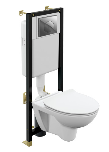 Комплект Cersanit PARVA CO DPL EO slim Инсталляция Cersanit BLACK Кнопка Cersanit LEON пластик хром глянцевый