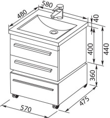 Тумба под раковину Aquanet Нота 58 венге