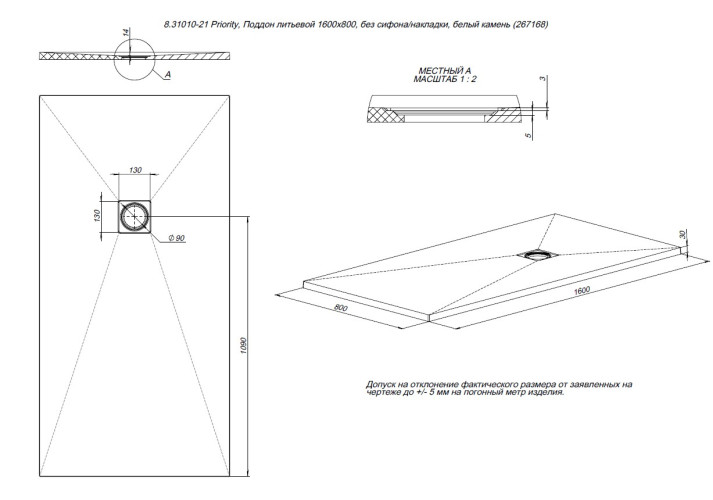 Душевой поддон Allen Brau Priority 160x80 8.31010-CGM