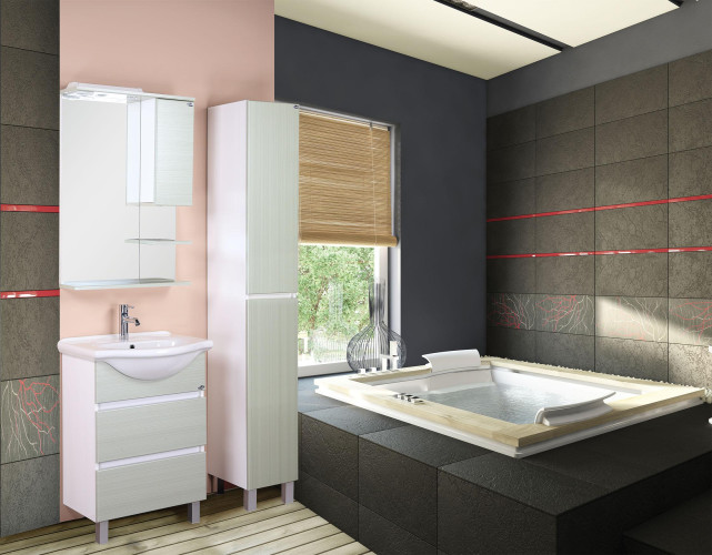 Зеркало - шкаф Onika ЭЛИТА 60.01 правосторонний, врезной LED-светильник, Олива (206022)