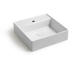 White Ceramic Like, накладная/подвесная прямоугольная раковина с отверстием п/с 46x46x13h см, цвет белый глянцевый