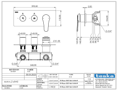 Втраиваемый Teska Euro X с душевой лейкой и головным душем, черный
