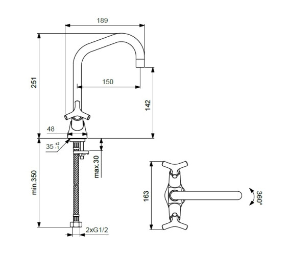 Смеситель для раковины Vidima TRINITY Керамическая кран-букса (BA259AA)