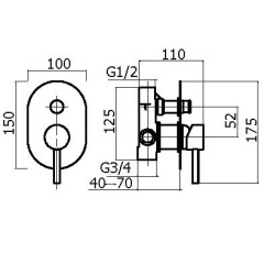 Внешняя часть встраиваемого смесителя Plumberia Selection XO1001NO