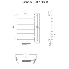 Полотенцесушитель Браво эл ТЭН 2 80*60 (ЛЦ4)