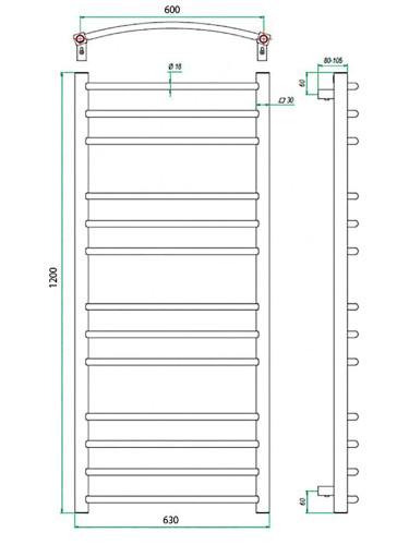 Полотенцесушитель ГРОТА ECOCALMA 63/120