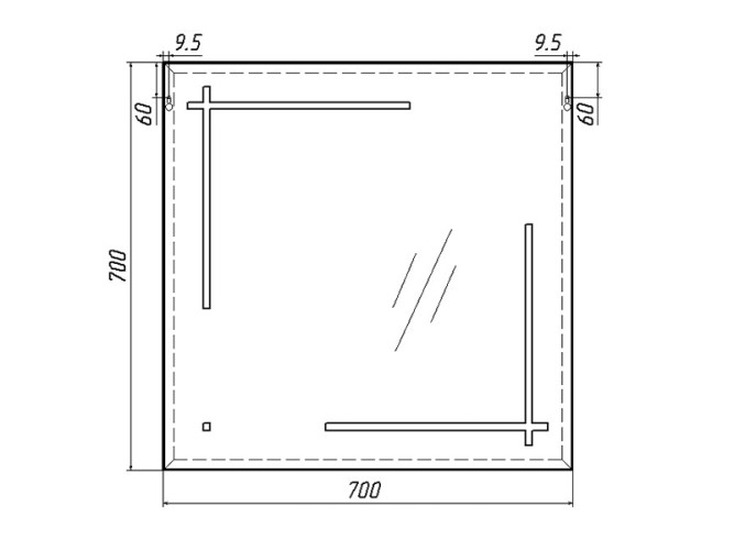 Зеркало Ray 70  black с подсветкой Sansa