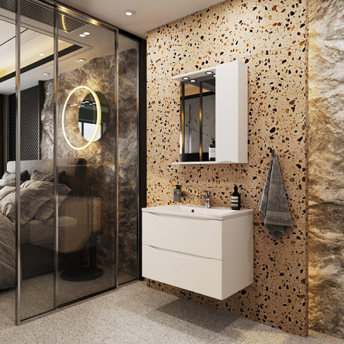 Тумба Итана Мишель 65 645х446х550 подвесная с раковиной Milena 65 Белый глянец (CS00080617)