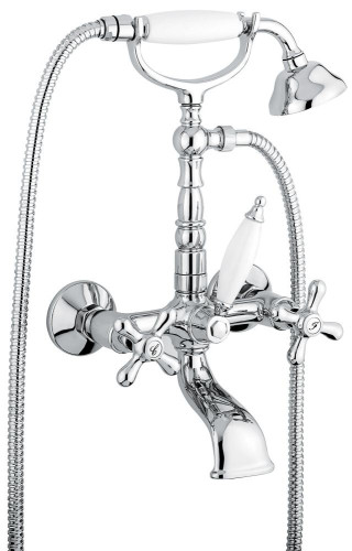 Emmevi Deco Old, смеситель с ручным душем для ванной, цвет хром-золото