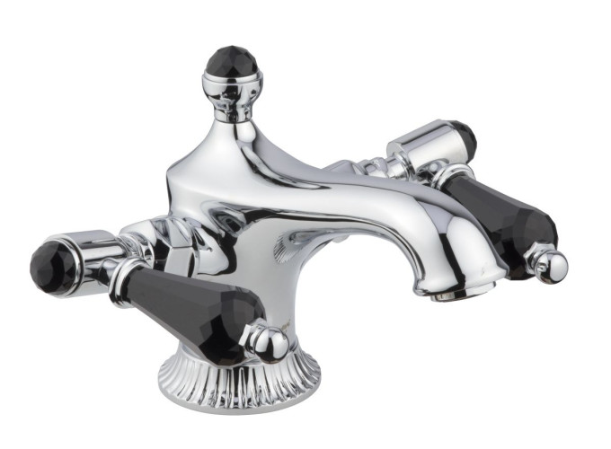 Emmevi The One, смеситель для раковины. Черные кристаллы Swarovski, цвет хром