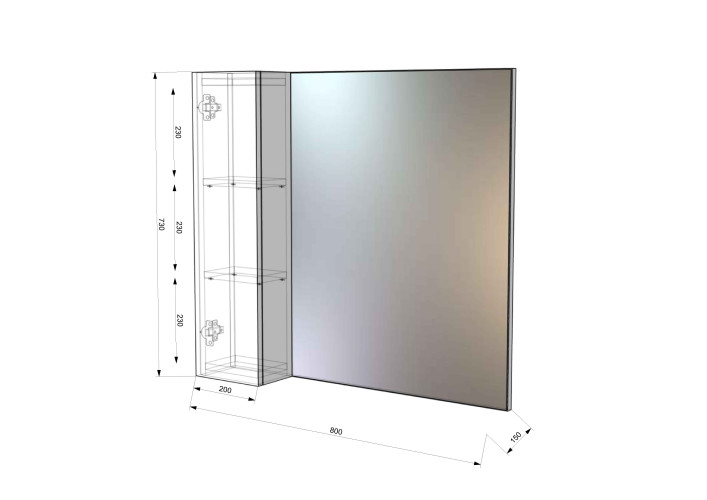 Зеркало-шкаф Венеция Star 80 дуб крафт золотой