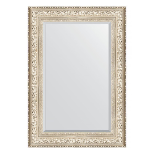 Зеркало настенное с фацетом EVOFORM в багетной раме виньетка серебро, 70х100 см, BY 3452