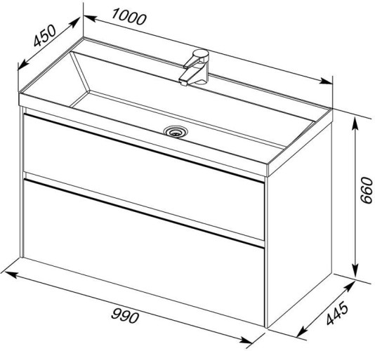 Тумба с раковиной Aquanet Гласс 100 белый