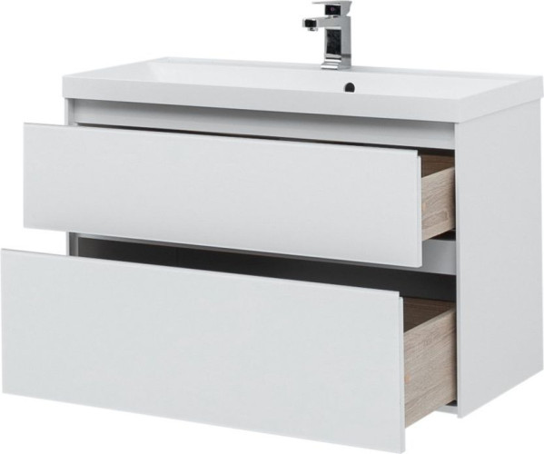 Тумба с раковиной Aquanet Гласс 100 белый