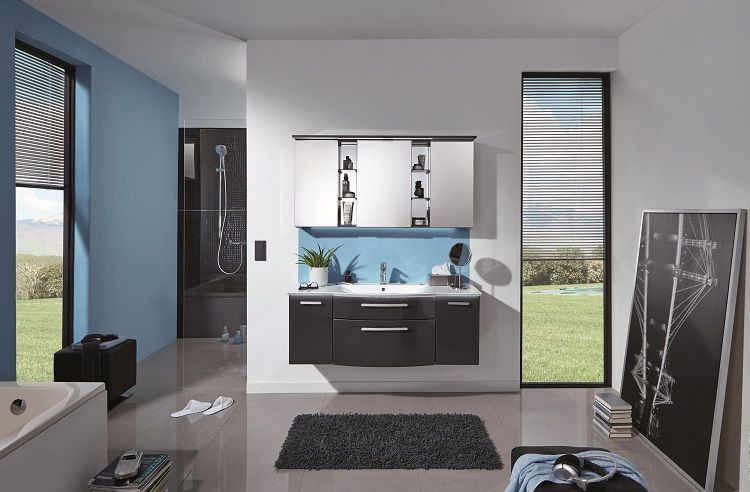 Puris, Linea 130 см: зеркальный шкаф, тумба, раковина из минерального литья с подсветкой, цвет старый вяз